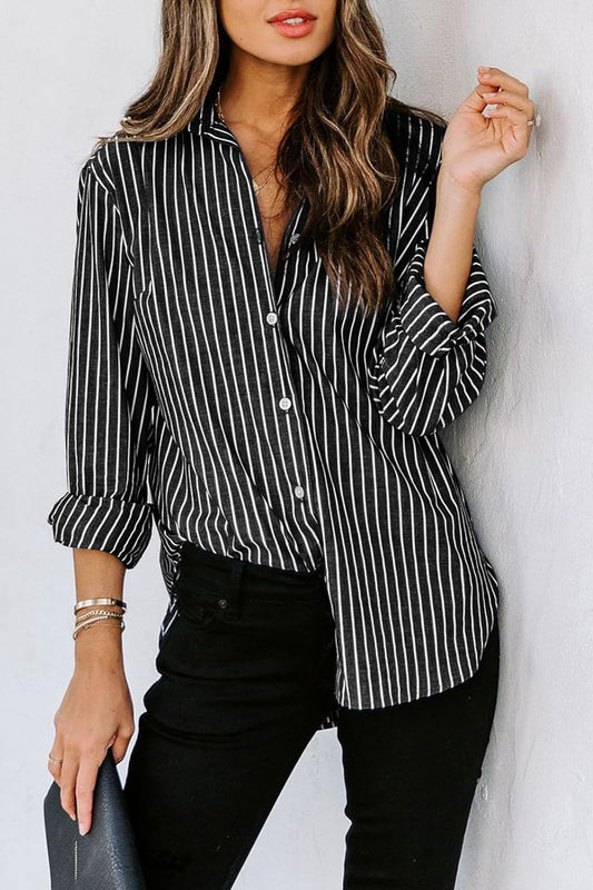 Striped Button Up Long Sleeve Shirt - Photoshoot Outfit ideas
