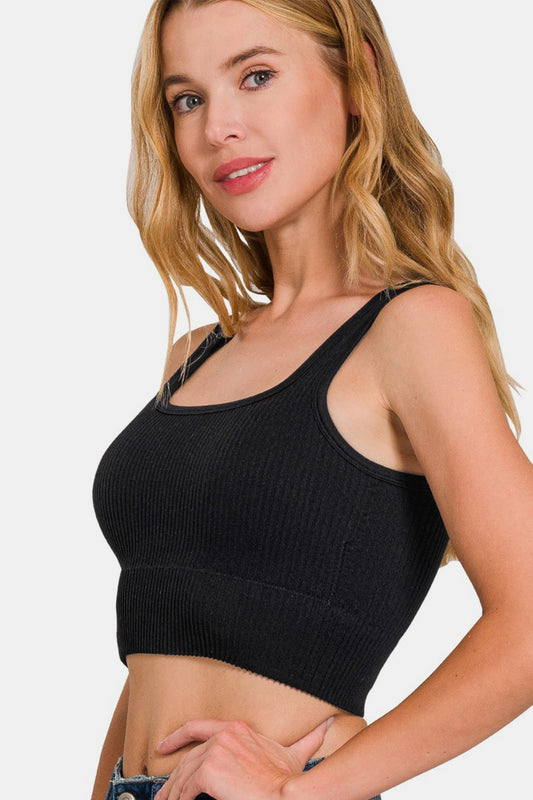 Zenana Ribbed Seamless Tank with Pads - Casting Call Outfit